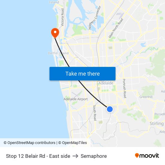 Stop 12 Belair Rd - East side to Semaphore map