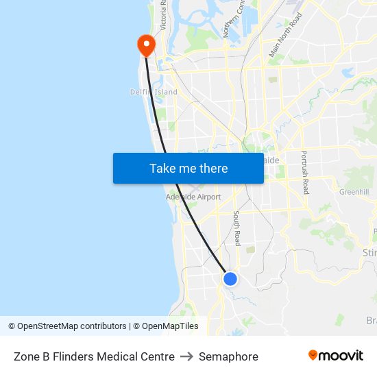 Zone B Flinders Medical Centre to Semaphore map