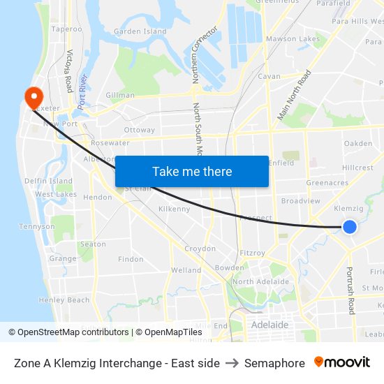 Zone A Klemzig Interchange - East side to Semaphore map