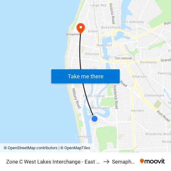 Zone C West Lakes Interchange - East side to Semaphore map