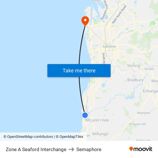 Zone A Seaford Interchange to Semaphore map