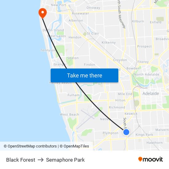 Black Forest to Semaphore Park map