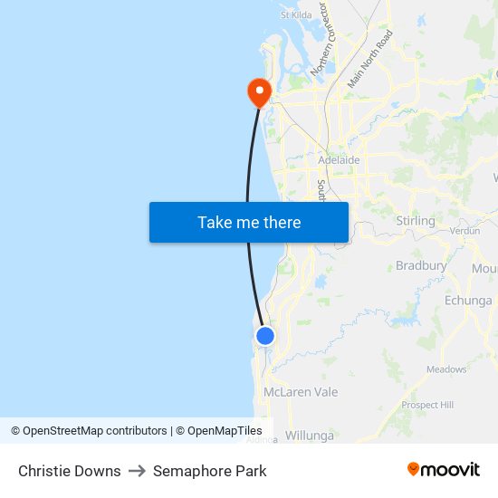 Christie Downs to Semaphore Park map