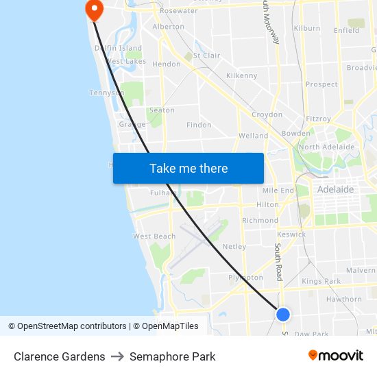 Clarence Gardens to Semaphore Park map