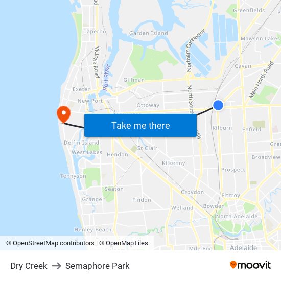 Dry Creek to Semaphore Park map