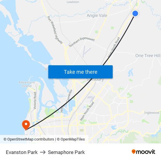Evanston Park to Semaphore Park map