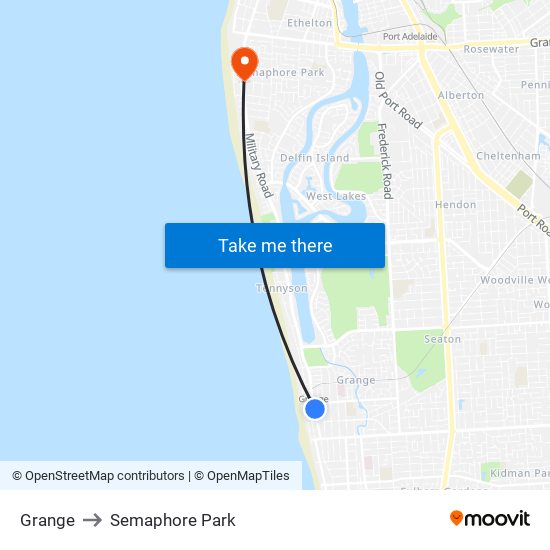 Grange to Semaphore Park map