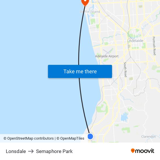 Lonsdale to Semaphore Park map