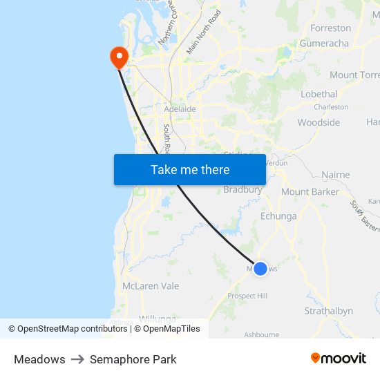 Meadows to Semaphore Park map