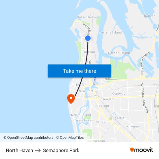 North Haven to Semaphore Park map