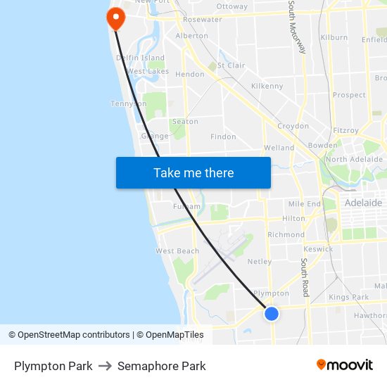 Plympton Park to Semaphore Park map