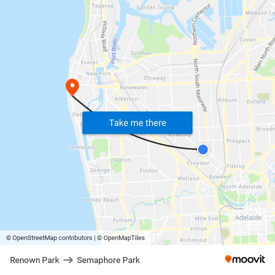 Renown Park to Semaphore Park map