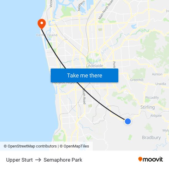 Upper Sturt to Semaphore Park map