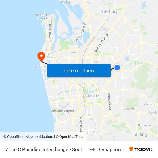 Zone C Paradise Interchange - South East side to Semaphore Park map