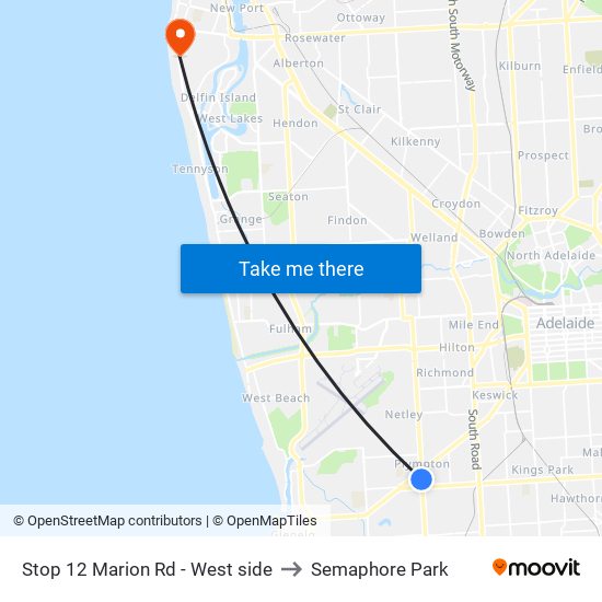 Stop 12 Marion Rd - West side to Semaphore Park map