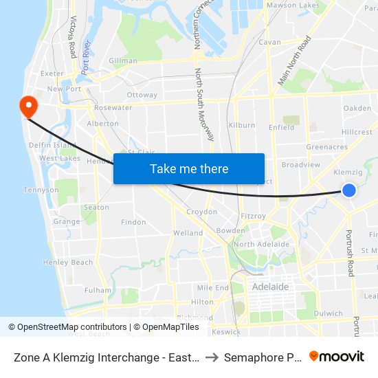 Zone A Klemzig Interchange - East side to Semaphore Park map