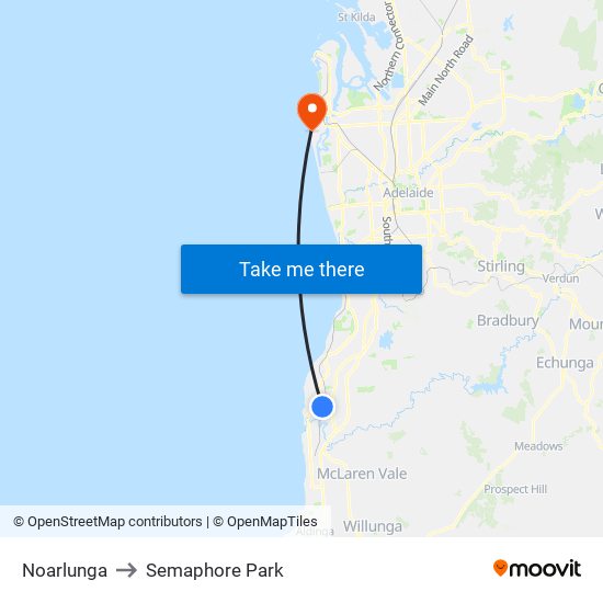 Noarlunga to Semaphore Park map