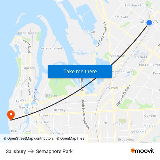 Salisbury to Semaphore Park map