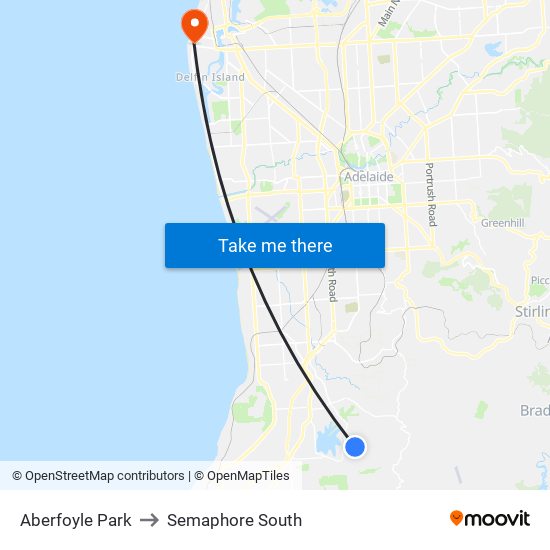 Aberfoyle Park to Semaphore South map