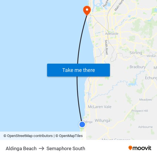 Aldinga Beach to Semaphore South map