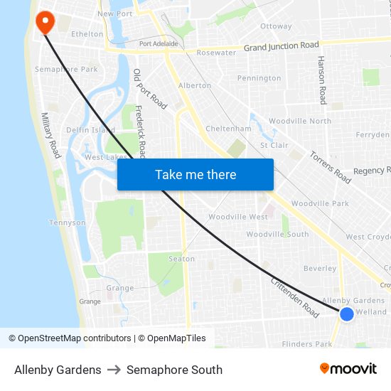 Allenby Gardens to Semaphore South map