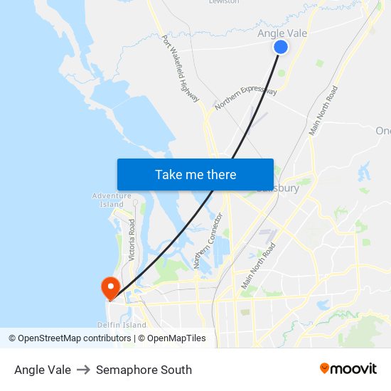 Angle Vale to Semaphore South map