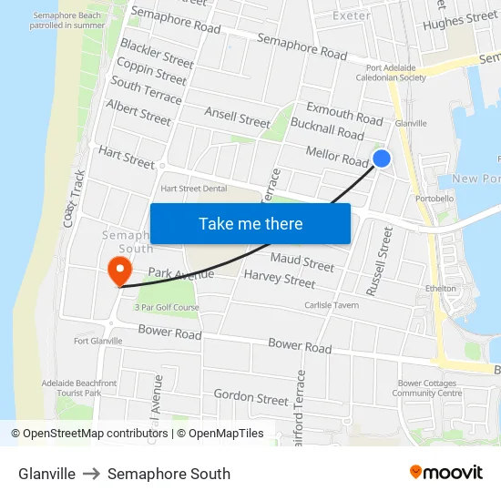 Glanville to Semaphore South map