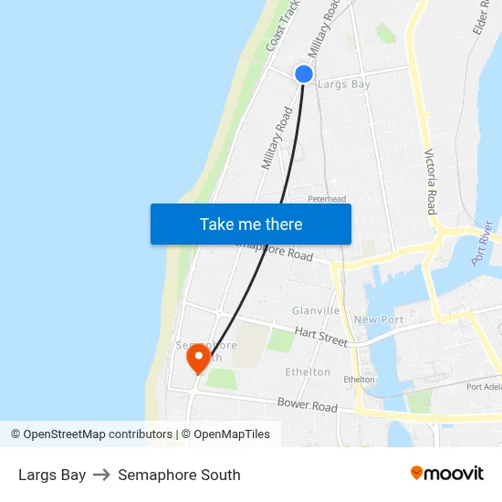 Largs Bay to Semaphore South map