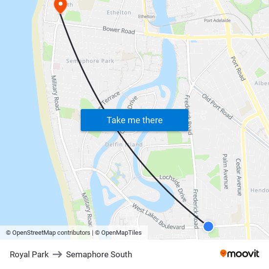 Royal Park to Semaphore South map