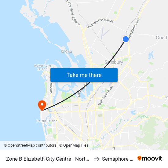 Zone B Elizabeth City Centre - North West side to Semaphore South map