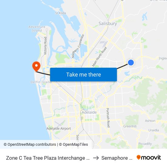 Zone C Tea Tree Plaza Interchange - West side to Semaphore South map