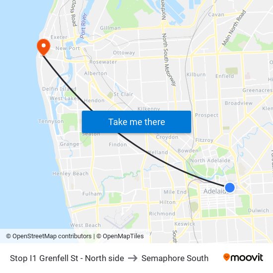 Stop I1 Grenfell St - North side to Semaphore South map