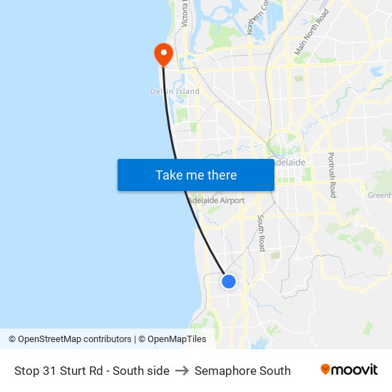 Stop 31 Sturt Rd - South side to Semaphore South map