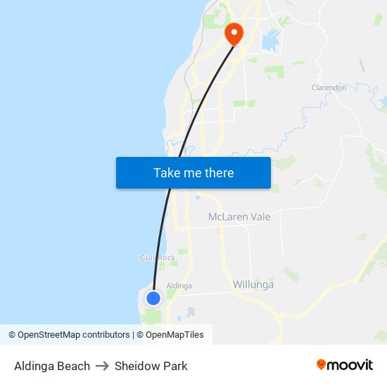 Aldinga Beach to Sheidow Park map