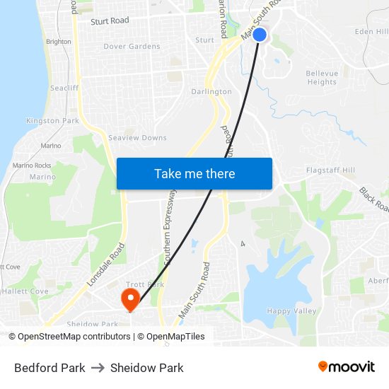 Bedford Park to Sheidow Park map