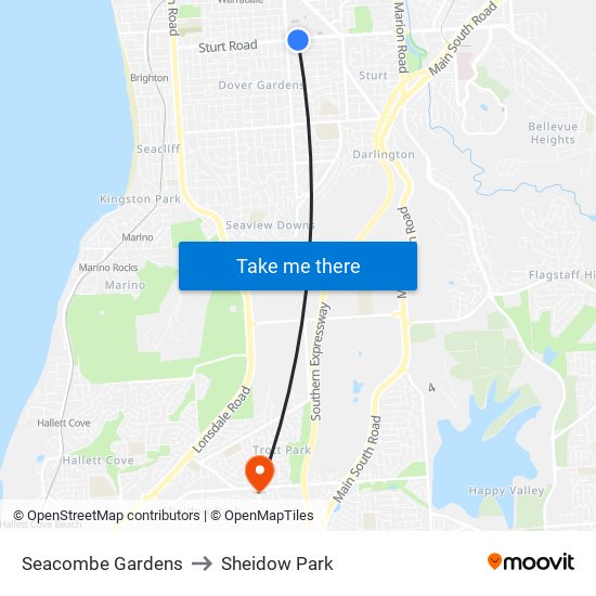 Seacombe Gardens to Sheidow Park map