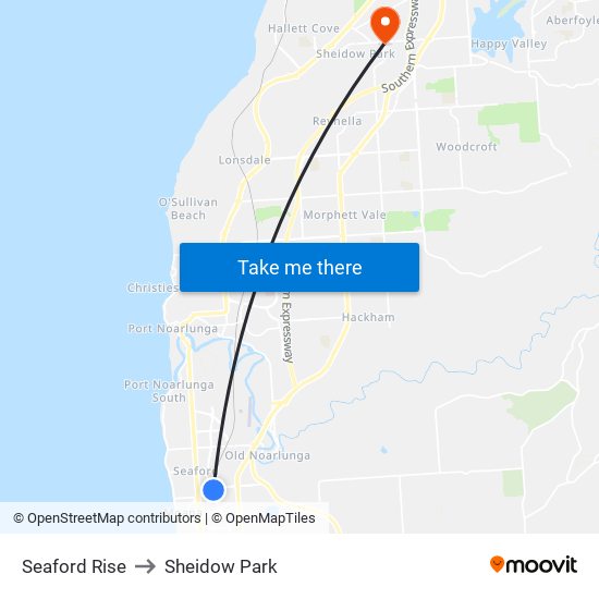 Seaford Rise to Sheidow Park map