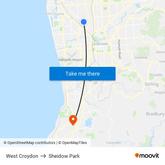 West Croydon to Sheidow Park map