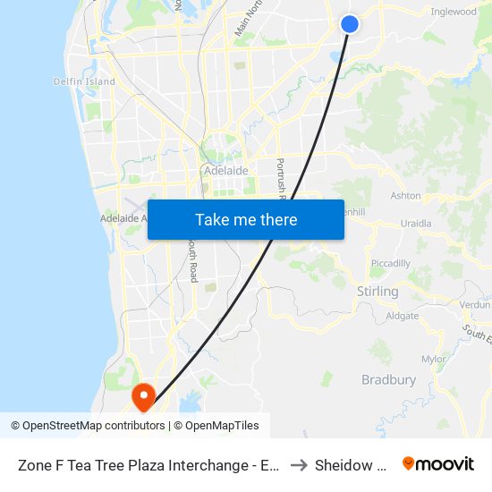 Zone F Tea Tree Plaza Interchange - East side to Sheidow Park map