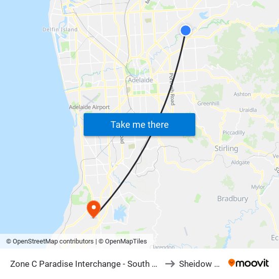 Zone C Paradise Interchange - South East side to Sheidow Park map