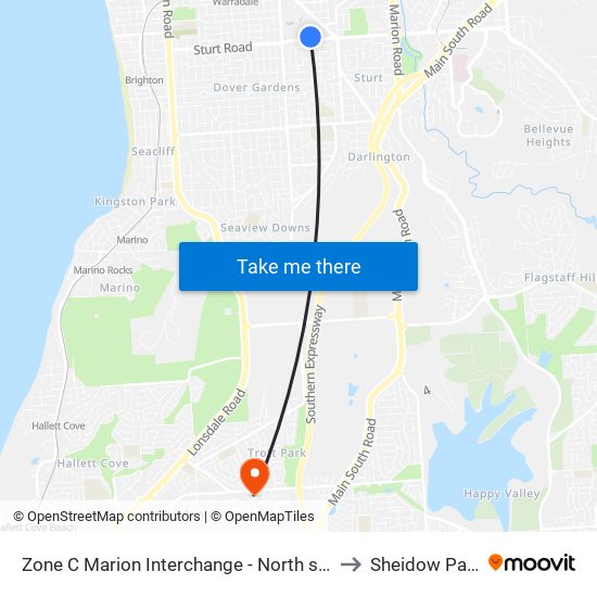 Zone C Marion Interchange - North side to Sheidow Park map