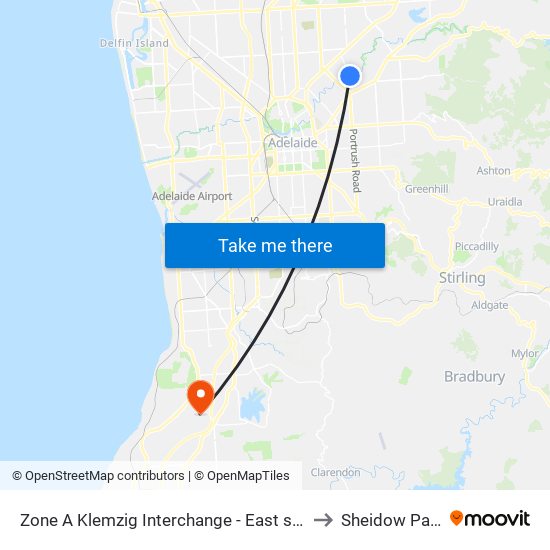 Zone A Klemzig Interchange - East side to Sheidow Park map