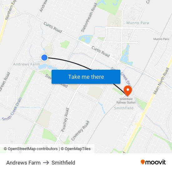 Andrews Farm to Smithfield map