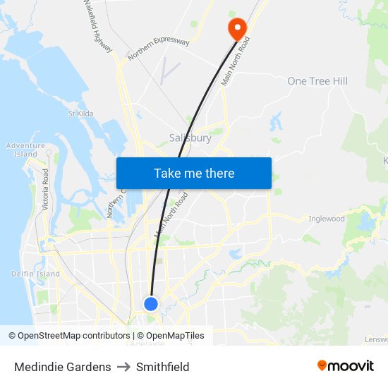 Medindie Gardens to Smithfield map