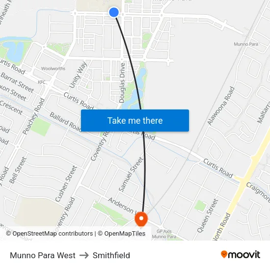 Munno Para West to Smithfield map