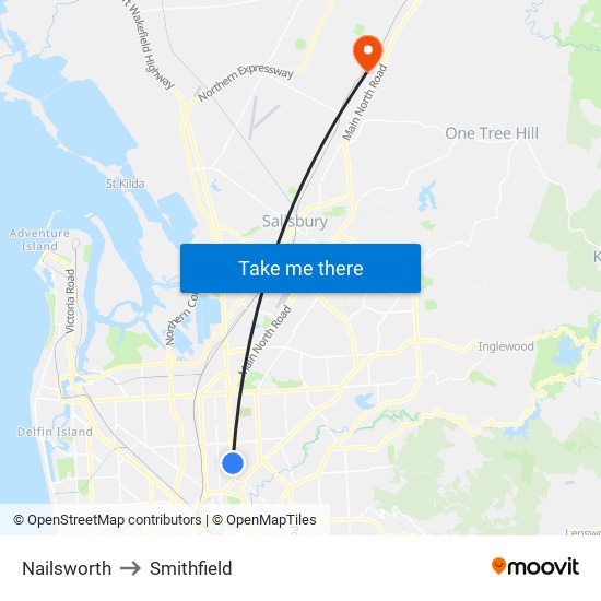 Nailsworth to Smithfield map
