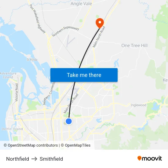Northfield to Smithfield map
