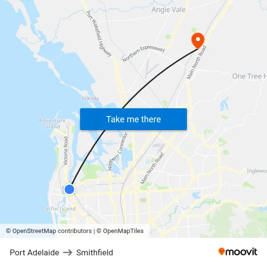 Port Adelaide to Smithfield map
