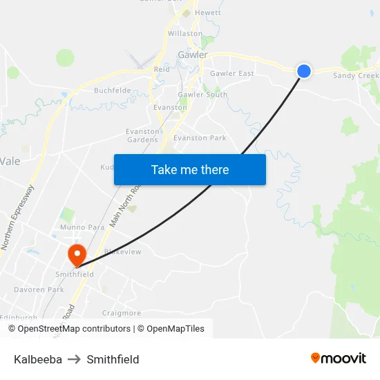 Kalbeeba to Smithfield map