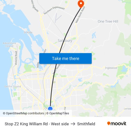 Stop Z2 King William Rd - West side to Smithfield map